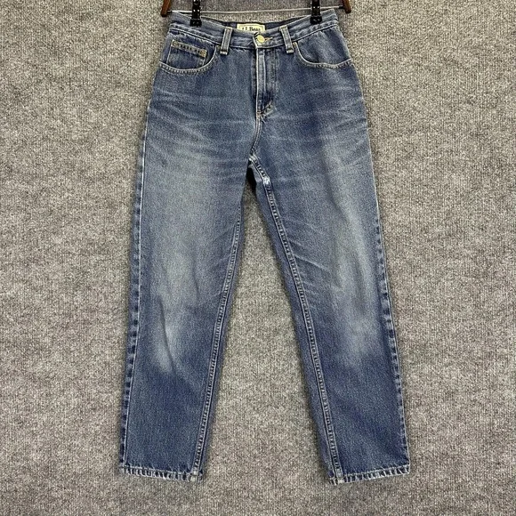 LL Bean Jeans Womens 4 Petite Blue Denim Original Fit Traditional Cotton - Picture 1 of 16